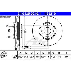ATE 24.0125-0210.1 Bremsscheiben 2 Stück vorne für FORD ATE 24.0125-0210.1 Bremsscheiben 2 Stück vorne für FORD