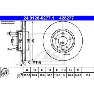 ATE 24.0128-0277.1 Bremsscheiben 2 Stück vorne für MAZDA ATE 24.0128-0277.1 Bremsscheiben 2 Stück vorne für MAZDA