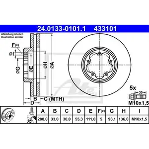 ATE 24.0133-0101.1 Bremsscheiben 2 St&uuml;ck vorne FORD
