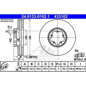 ATE 24.0133-0102.1 Bremsscheiben 2 Stück vorne FORD ATE 24.0133-0102.1 Bremsscheiben 2 Stück vorne FORD