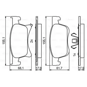 Bremsbelagsatz Scheibenbremse Bosch 0 986 494 823 f&uuml;r Opel f&uuml;r Saab f&uuml;r Vauxhall