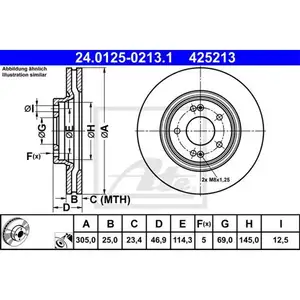 ATE 24.0125-0213.1 Bremsscheiben 2 St&uuml;ck vorne f&uuml;r HYUNDAI