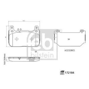 FEBI BILSTEIN 172184 Bremsbelagsatz für MERCEDES-BENZ FEBI BILSTEIN 172184 Bremsbelagsatz für MERCEDES-BENZ