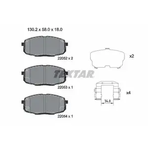 Bremsbelagsatz Scheibenbremse Textar 2205203 Q+ für Hyundai für Kia Vorderachse Bremsbelagsatz Scheibenbremse Textar 2205203 Q+ für Hyundai für Kia Vorderachse