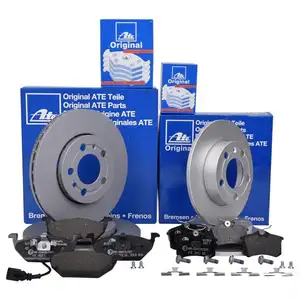 ATE Set Scheiben &Oslash;256 vorn &Oslash;230 hinten bel&uuml;ftet Bremsbel&auml;ge VW Golf IV Audi A3