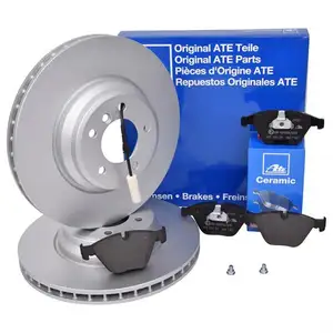 ATE Bremsenset Bremsscheiben &Oslash;348 bel&uuml;ftet Bremsbel&auml;ge Ceramic WK vorn BMW 3er