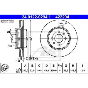 ATE 24.0122-0294.1 Bremsscheiben 2 Stück vorne für HYUNDAI ATE 24.0122-0294.1 Bremsscheiben 2 Stück vorne für HYUNDAI