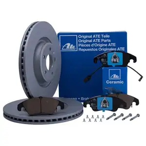 ATE Bremsenset Bremsscheiben &Oslash;345 bel&uuml;ftet Bremsbel&auml;ge Ceramic vorn Audi A4 A5