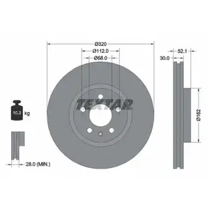 TEXTAR 92229305 Bremsscheiben 2 Stück vorne für AUDI TEXTAR 92229305 Bremsscheiben 2 Stück vorne für AUDI