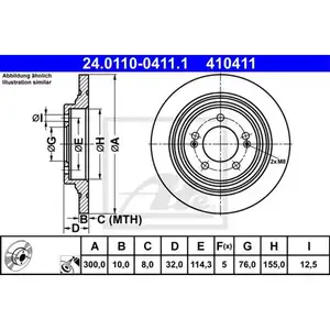 Original ATE 24.0110-0411.1 Bremsscheiben 2 St&uuml;ck hinten f&uuml;r KIA