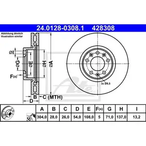 ATE 24.0128-0308.1 Bremsscheiben 2 Stück vorn für TOYOTA ATE 24.0128-0308.1 Bremsscheiben 2 Stück vorn für TOYOTA