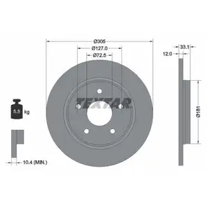 Original TEXTAR 92181005 Bremsscheiben 2 St&uuml;ck hinten f&uuml;r DODGE