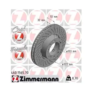 ZIMMERMANN 460.1565.70 Bremsscheiben 2 Stück für PORSCHE ZIMMERMANN 460.1565.70 Bremsscheiben 2 Stück für PORSCHE