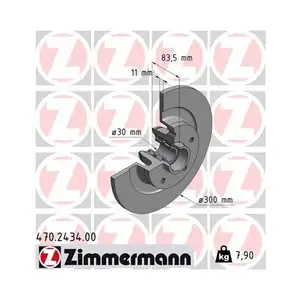 Zimmermann 470.2434.00 Bremsscheiben 2 Stück RENAULT Zimmermann 470.2434.00 Bremsscheiben 2 Stück RENAULT