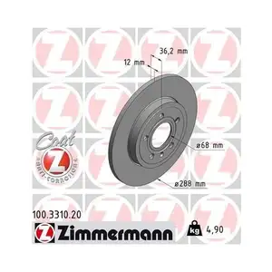 Zimmermann 100.3310.20 Bremsscheiben 2 Stück AUDI Zimmermann 100.3310.20 Bremsscheiben 2 Stück AUDI