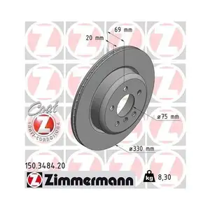 Zimmermann 150.3484.20 Bremsscheiben 2 Stück BMW Zimmermann 150.3484.20 Bremsscheiben 2 Stück BMW