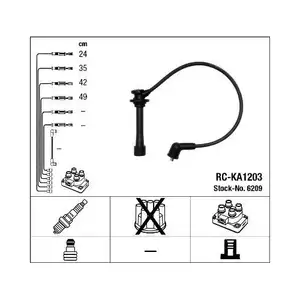 NGK 6209 Z&uuml;ndleitungssatz RC-KA1203 f&uuml;r KIA