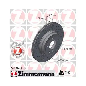 Zimmermann 150.3477.20 Bremsscheiben 2 Stück BMW Zimmermann 150.3477.20 Bremsscheiben 2 Stück BMW