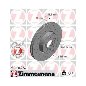 Original ZIMMERMANN 250.1347.52 Bremsscheiben 2 Stück für VW Original ZIMMERMANN 250.1347.52 Bremsscheiben 2 Stück für VW