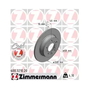 Zimmermann 600.3210.20 Bremsscheiben 2 Stück VW Zimmermann 600.3210.20 Bremsscheiben 2 Stück VW