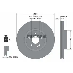 TEXTAR 92279403 Bremsscheiben 2 St&uuml;ck vorne f&uuml;r MERCEDES-BENZ
