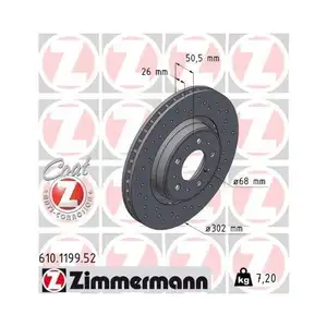Original ZIMMERMANN 610.1199.52 Bremsscheiben 2 Stück für VOLVO Original ZIMMERMANN 610.1199.52 Bremsscheiben 2 Stück für VOLVO