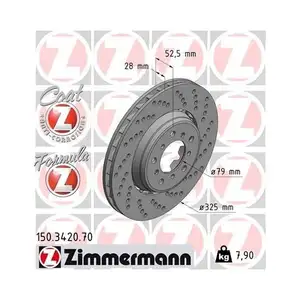 Original ZIMMERMANN 150.3420.70 Bremsscheiben 2 Stück für BMW Original ZIMMERMANN 150.3420.70 Bremsscheiben 2 Stück für BMW
