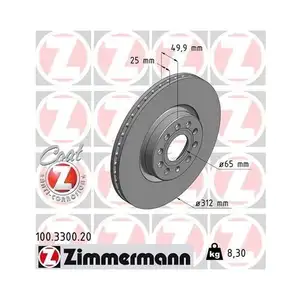 Zimmermann 100.3300.20 Bremsscheiben 2 Stück VW Zimmermann 100.3300.20 Bremsscheiben 2 Stück VW