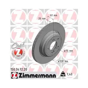 ZIMMERMANN 150.3472.20 Bremsscheiben 2 Stück für BMW ZIMMERMANN 150.3472.20 Bremsscheiben 2 Stück für BMW