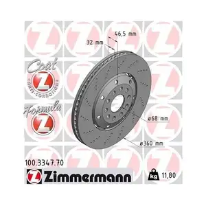 Original ZIMMERMANN 100.3347.70 Bremsscheiben 2 St&uuml;ck f&uuml;r AUDI