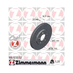 Zimmermann 100.1233.52 Bremsscheiben 2 Stück SKODA Zimmermann 100.1233.52 Bremsscheiben 2 Stück SKODA