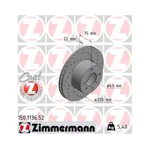 Original ZIMMERMANN 150.1136.52 Bremsscheiben 2 Stück für BMW Original ZIMMERMANN 150.1136.52 Bremsscheiben 2 Stück für BMW