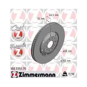 Original ZIMMERMANN 100.3351.75 Bremsscheiben 2 Stück für AUDI Original ZIMMERMANN 100.3351.75 Bremsscheiben 2 Stück für AUDI