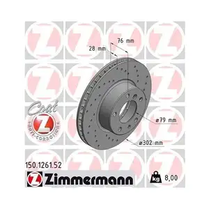 Original ZIMMERMANN 150.1261.52 Bremsscheiben 2 Stück für BMW Original ZIMMERMANN 150.1261.52 Bremsscheiben 2 Stück für BMW