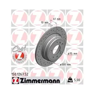 Original ZIMMERMANN 150.1267.52 Bremsscheiben 2 Stück für BMW Original ZIMMERMANN 150.1267.52 Bremsscheiben 2 Stück für BMW