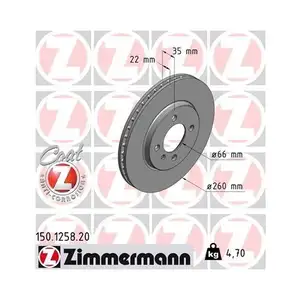 Original ZIMMERMANN 150.1258.20 Bremsscheiben 2 St&uuml;ck f&uuml;r BMW