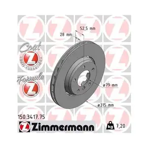ZIMMERMANN 150.3417.75 Bremsscheiben 2 Stück für BMW ZIMMERMANN 150.3417.75 Bremsscheiben 2 Stück für BMW