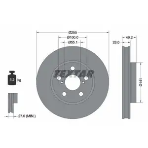 TEXTAR 92077500 Bremsscheiben 2 Stück vorne für TOYOTA TEXTAR 92077500 Bremsscheiben 2 Stück vorne für TOYOTA