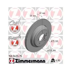 Original ZIMMERMANN 150.3455.75 Bremsscheiben 2 Stück für BMW Original ZIMMERMANN 150.3455.75 Bremsscheiben 2 Stück für BMW