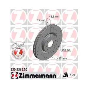 Original ZIMMERMANN 230.2366.52 Bremsscheiben 2 Stück für FIAT Original ZIMMERMANN 230.2366.52 Bremsscheiben 2 Stück für FIAT