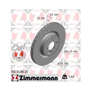 ZIMMERMANN 150.3488.20 Bremsscheiben 2 Stück MINI ZIMMERMANN 150.3488.20 Bremsscheiben 2 Stück MINI