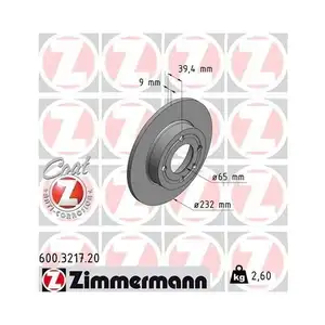 ZIMMERMANN 600.3217.20 Bremsscheiben 2 Stück hinten für VW ZIMMERMANN 600.3217.20 Bremsscheiben 2 Stück hinten für VW
