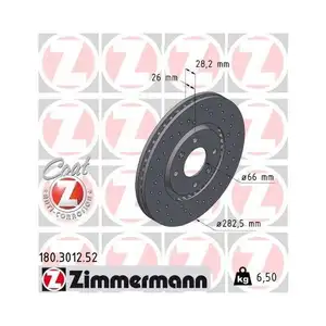 Original ZIMMERMANN 180.3012.52 Bremsscheiben 2 Stück für PEUGEOT Original ZIMMERMANN 180.3012.52 Bremsscheiben 2 Stück für PEUGEOT