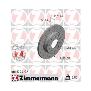 Original ZIMMERMANN 100.1244.52 Bremsscheiben 2 Stück für AUDI Original ZIMMERMANN 100.1244.52 Bremsscheiben 2 Stück für AUDI