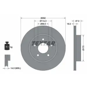 TEXTAR 92278103 Bremsscheiben 2 Stück hinten für NISSAN TEXTAR 92278103 Bremsscheiben 2 Stück hinten für NISSAN