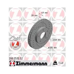 Original Zimmermann 200.2515.52 Bremsscheiben 2 Stück für NISSAN Original Zimmermann 200.2515.52 Bremsscheiben 2 Stück für NISSAN