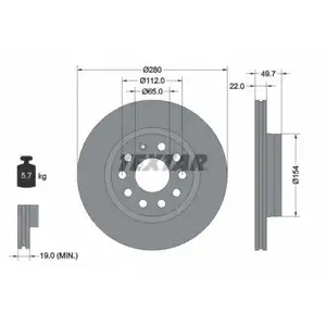 TEXTAR 92120705 Bremsscheiben 2 Stück VW TEXTAR 92120705 Bremsscheiben 2 Stück VW