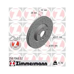 Original ZIMMERMANN 250.1360.52 Bremsscheiben 2 Stück für VOLVO Original ZIMMERMANN 250.1360.52 Bremsscheiben 2 Stück für VOLVO