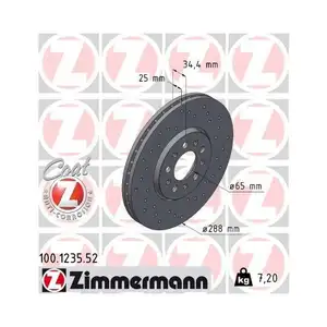 Original Zimmermann 100.1235.52 Bremsscheiben 2 Stück für VW Original Zimmermann 100.1235.52 Bremsscheiben 2 Stück für VW