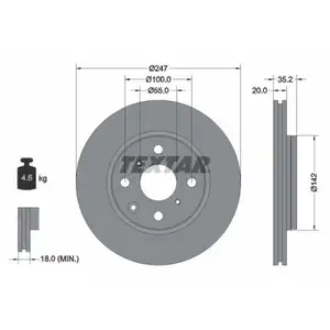 TEXTAR 92141903 Bremsscheiben 2 Stück TOYOTA TEXTAR 92141903 Bremsscheiben 2 Stück TOYOTA